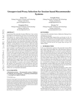Unsupervised Proxy Selection for Session-based Recommender Systems