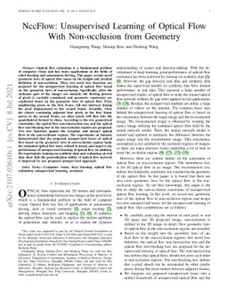 NccFlow: Unsupervised Learning of Optical Flow With Non-occlusion from
  Geometry