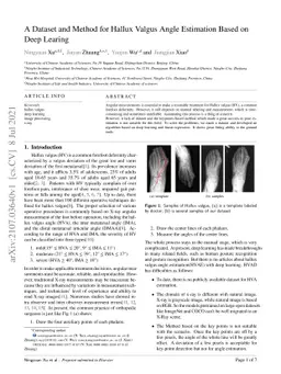 A Dataset and Method for Hallux Valgus Angle Estimation Based on Deep
  Learing