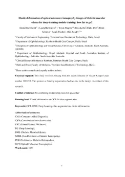 Elastic deformation of optical coherence tomography images of diabetic
  macular edema for deep-learning models training: how far to go?