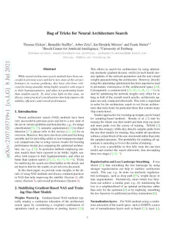 Bag of Tricks for Neural Architecture Search