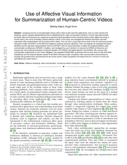 Use of Affective Visual Information for Summarization of Human-Centric
  Videos