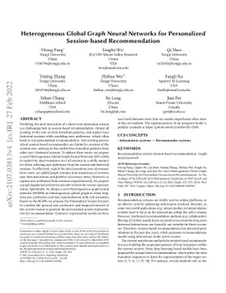 Heterogeneous Global Graph Neural Networks for Personalized
  Session-based Recommendation