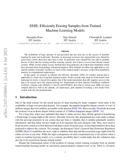 SSSE: Efficiently Erasing Samples from Trained Machine Learning Models