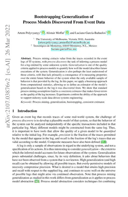Bootstrapping Generalization of Process Models Discovered From Event
  Data