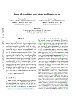 Causal affect prediction model using a facial image sequence