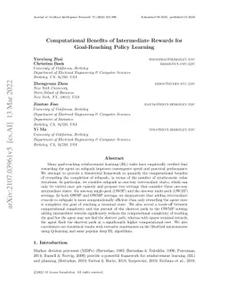 Computational Benefits of Intermediate Rewards for Goal-Reaching Policy
  Learning