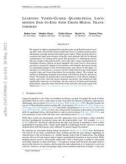 Learning Vision-Guided Quadrupedal Locomotion End-to-End with
  Cross-Modal Transformers
