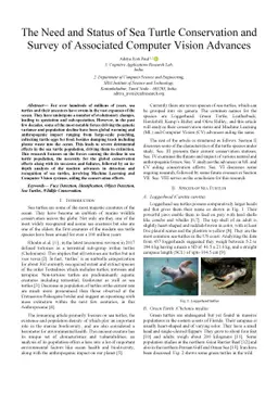The Need and Status of Sea Turtle Conservation and Survey of Associated
  Computer Vision Advances