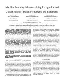 Machine Learning Advances aiding Recognition and Classification of
  Indian Monuments and Landmarks