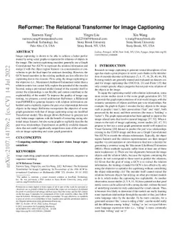 ReFormer: The Relational Transformer for Image Captioning