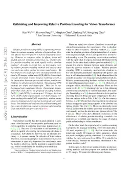 Rethinking and Improving Relative Position Encoding for Vision
  Transformer