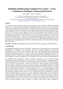 Modelling and Reasoning Techniques for Context Aware Computing in
  Intelligent Transportation System