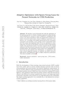 Adaptive Optimizers with Sparse Group Lasso for Neural Networks in CTR
  Prediction