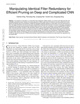 Manipulating Identical Filter Redundancy for Efficient Pruning on Deep
  and Complicated CNN