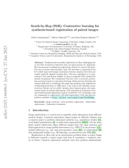 Synth-by-Reg (SbR): Contrastive learning for synthesis-based
  registration of paired images