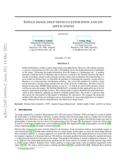 Single image deep defocus estimation and its applications