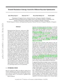 Trusted-Maximizers Entropy Search for Efficient Bayesian Optimization