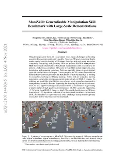 ManiSkill: Generalizable Manipulation Skill Benchmark with Large-Scale
  Demonstrations