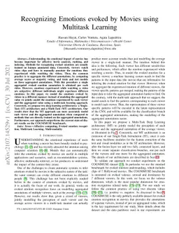 Recognizing Emotions evoked by Movies using Multitask Learning