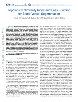 Topological Similarity Index and Loss Function for Blood Vessel
  Segmentation
