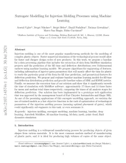 Surrogate Modelling for Injection Molding Processes using Machine
  Learning
