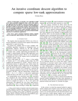 An iterative coordinate descent algorithm to compute sparse low-rank
  approximations