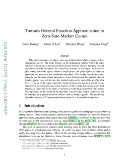 Towards General Function Approximation in Zero-Sum Markov Games