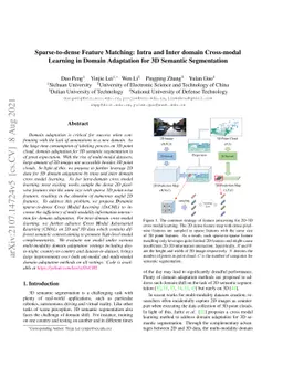 Sparse-to-dense Feature Matching: Intra and Inter domain Cross-modal
  Learning in Domain Adaptation for 3D Semantic Segmentation