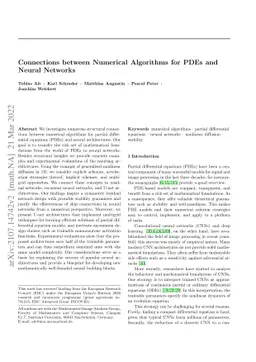 Connections between Numerical Algorithms for PDEs and Neural Networks