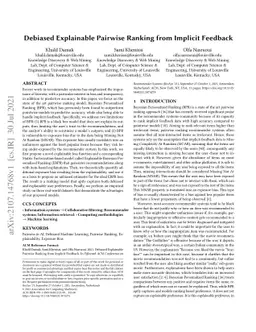 Debiased Explainable Pairwise Ranking from Implicit Feedback