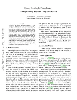 Window Detection In Facade Imagery: A Deep Learning Approach Using Mask
  R-CNN