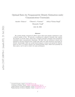 Optimal Rates for Nonparametric Density Estimation under Communication
  Constraints