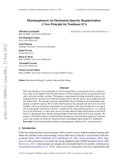Disentanglement via Mechanism Sparsity Regularization: A New Principle
  for Nonlinear ICA