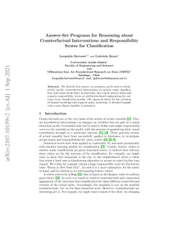 Answer-Set Programs for Reasoning about Counterfactual Interventions and
  Responsibility Scores for Classification