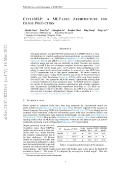 CycleMLP: A MLP-like Architecture for Dense Prediction