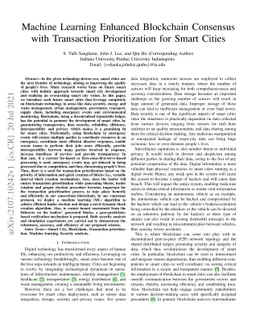 Machine Learning Enhanced Blockchain Consensus with Transaction
  Prioritization for Smart Cities