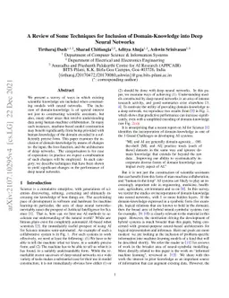 A Review of Some Techniques for Inclusion of Domain-Knowledge into Deep
  Neural Networks