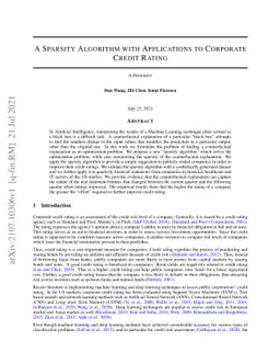A Sparsity Algorithm with Applications to Corporate Credit Rating