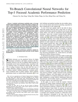 Tri-Branch Convolutional Neural Networks for Top-$k$ Focused Academic
  Performance Prediction