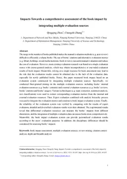 Impacts Towards a comprehensive assessment of the book impact by
  integrating multiple evaluation sources