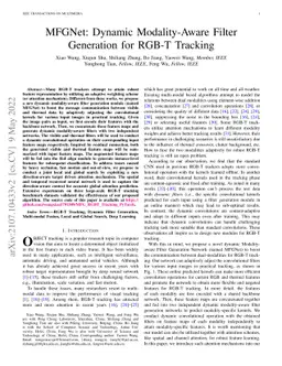 MFGNet: Dynamic Modality-Aware Filter Generation for RGB-T Tracking