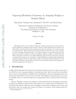 Improving Blockchain Consistency Bound by Assigning Weights to Random
  Blocks