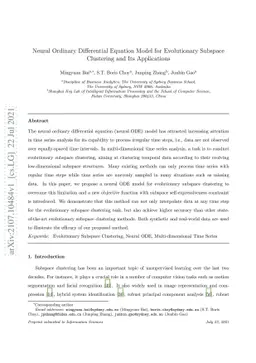 Neural Ordinary Differential Equation Model for Evolutionary Subspace
  Clustering and Its Applications