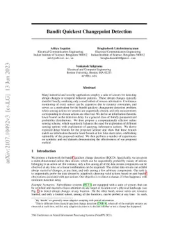 Bandit Quickest Changepoint Detection