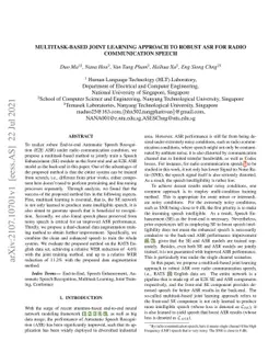 Multitask-Based Joint Learning Approach To Robust ASR For Radio
  Communication Speech