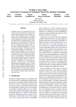To Ship or Not to Ship: An Extensive Evaluation of Automatic Metrics for
  Machine Translation
