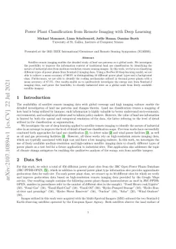 Power Plant Classification from Remote Imaging with Deep Learning