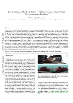 Pose Estimation and 3D Reconstruction of Vehicles from Stereo-Images
  Using a Subcategory-Aware Shape Prior