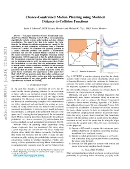Chance-Constrained Motion Planning using Modeled Distance-to-Collision
  Functions